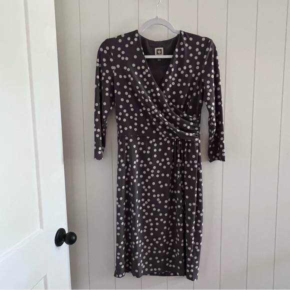 Anne Klein Dresses & Skirts - Ann Klein Polka Dot Wrap Dress in Brownish Gray and Beige Polka Dot
